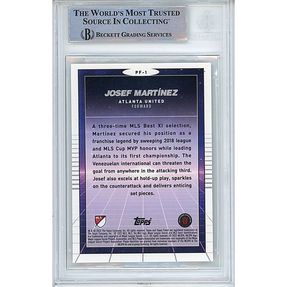 Josef Martinez Atlanta United Autograph '22 Topps Finest MLS Insert Card Beckett - Picture 2 of 4